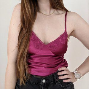 Guess Jeans Satin Feel Lace V-Neck Camisole Tank M